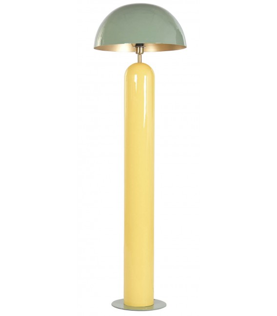 Lampara pie metal verde crema oro viejo estilo chic salon