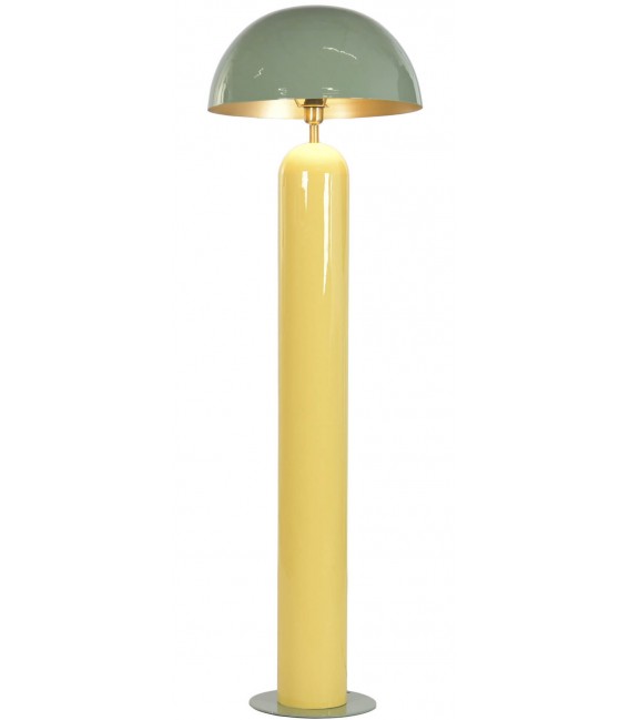 Lampara pie metal verde crema oro viejo estilo chic salon