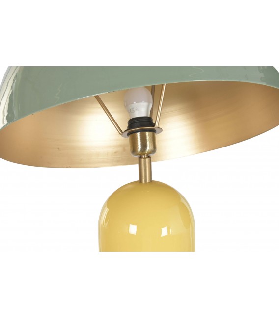 Lampara pie metal verde crema oro viejo estilo chic salon 3