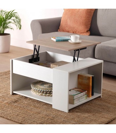 Mesa centro elevable madera MDF melamina moderna almacenaje mdmhogar