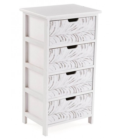 Cajonera auxiliar baño madera blanca 4 cajones decorados moderna