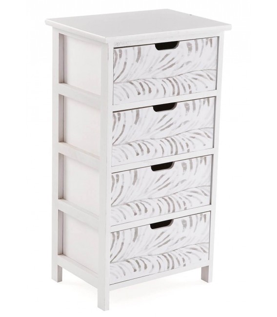 Cajonera auxiliar baño madera blanca 4 cajones decorados moderna