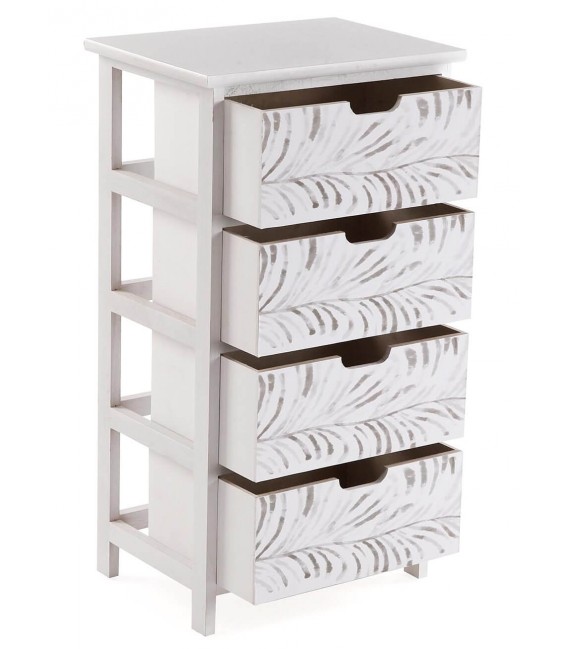 Cajonera auxiliar baño madera blanca 4 cajones decorados moderna 1
