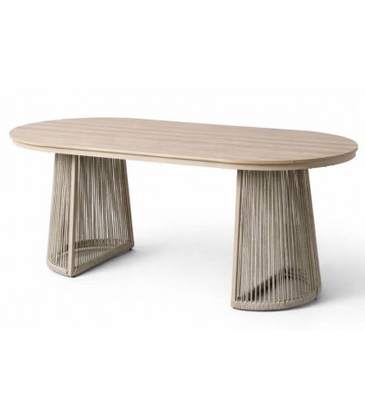 Mesa comedor exterior polywood ratan acero jardin terraza boho
