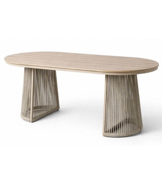 Mesa comedor exterior polywood ratan acero jardin terraza boho