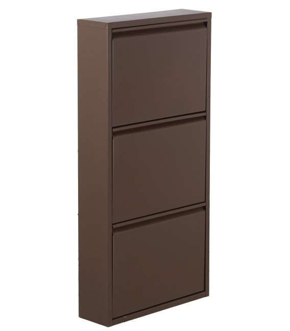 Mueble zapatero triple en metal marrón rugoso moderno