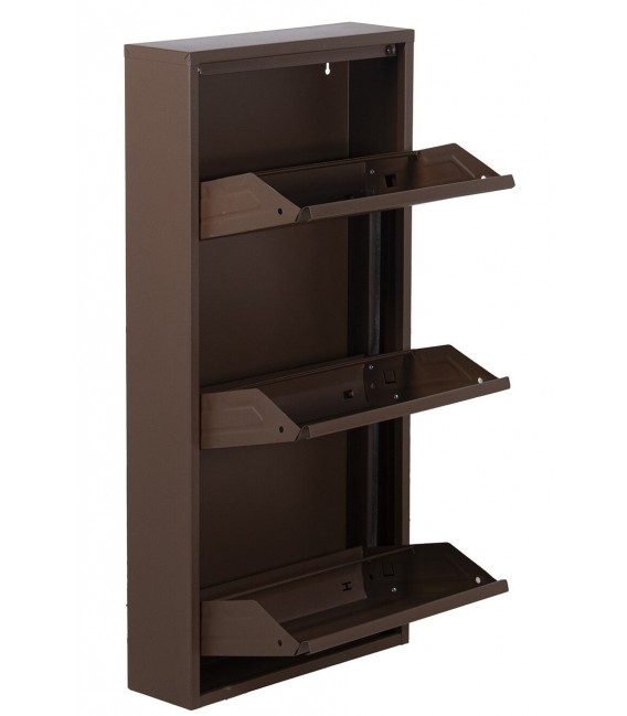 Mueble zapatero triple en metal marrón rugoso moderno 2