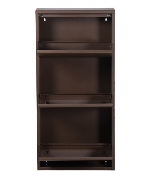 Mueble zapatero triple en metal marrón rugoso moderno 3