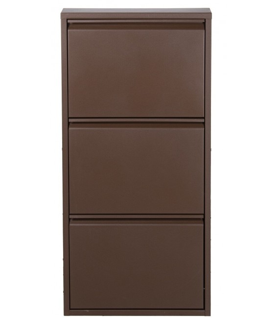 Mueble zapatero triple en metal marrón rugoso moderno 1