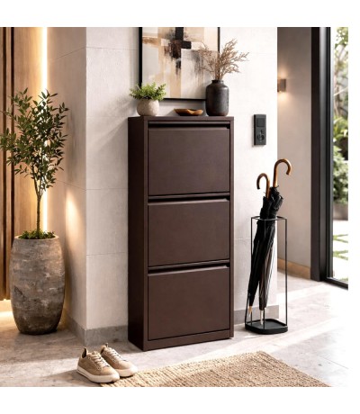 Mueble zapatero triple en metal marrón rugoso moderno Mdmhogar