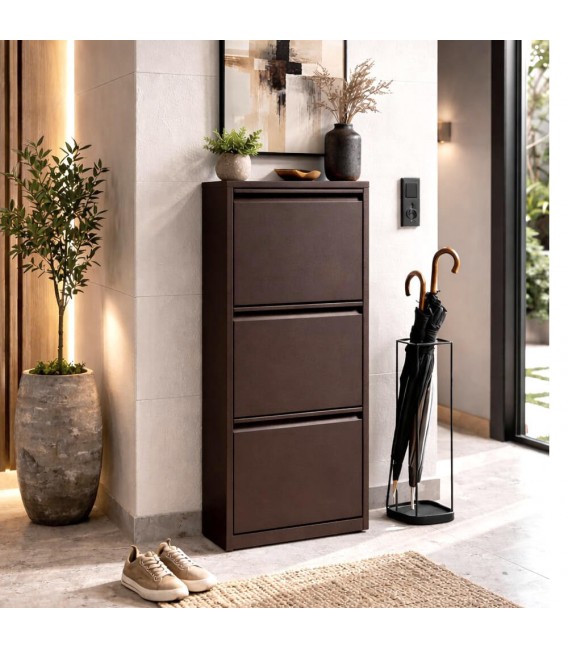 Mueble zapatero triple en metal marrón rugoso moderno Mdmhogar