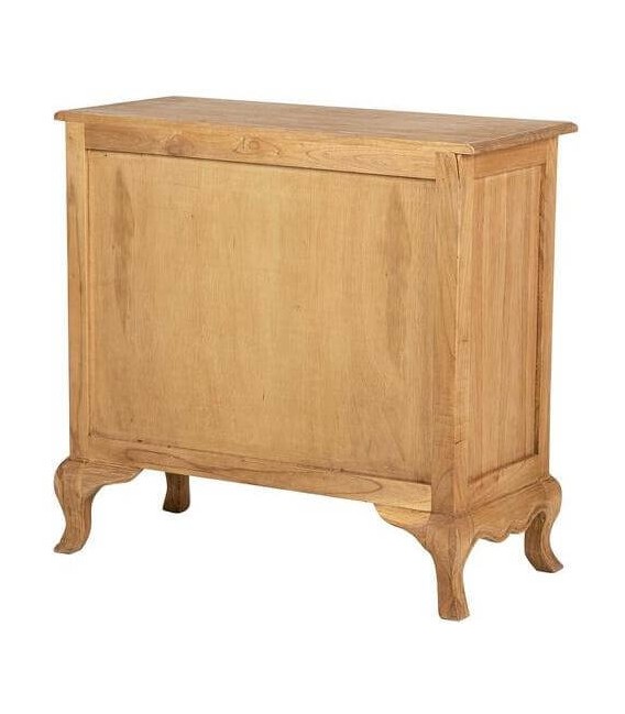 Cómoda pequeña madera mindi natural 3 cajones estilo boho 4