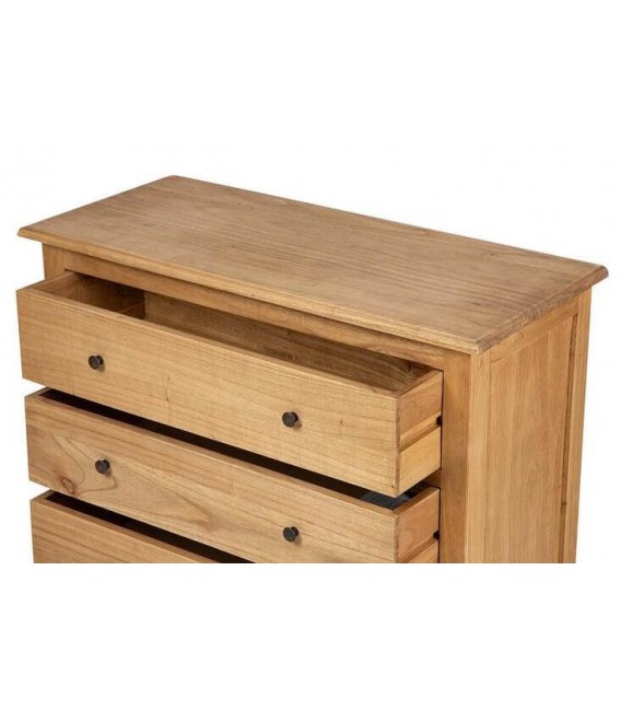 Cómoda pequeña madera mindi natural 3 cajones estilo boho 6