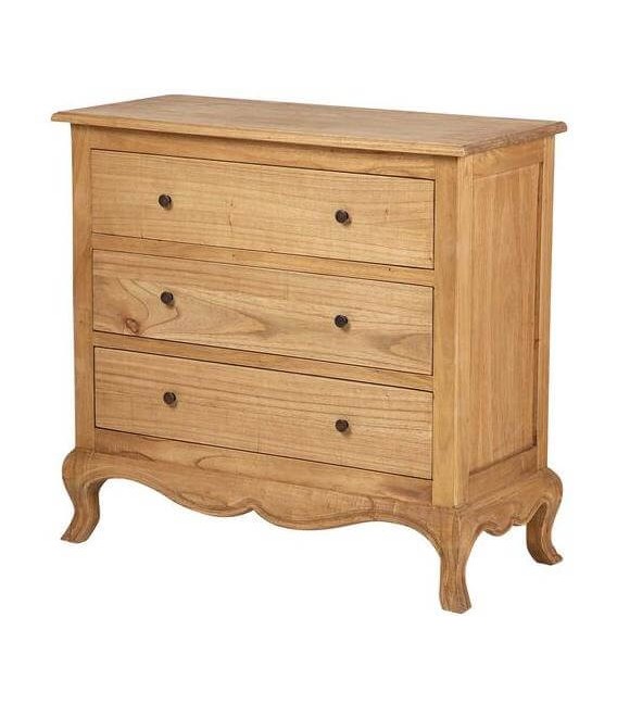 Cómoda pequeña madera mindi natural 3 cajones estilo boho