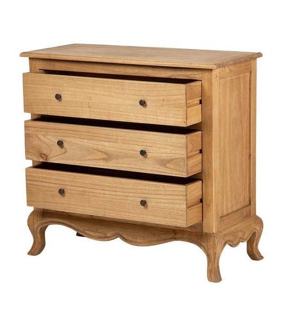 Cómoda pequeña madera mindi natural 3 cajones estilo boho 2