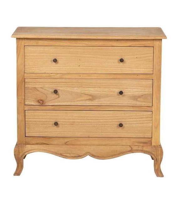 Cómoda pequeña madera mindi natural 3 cajones estilo boho 1