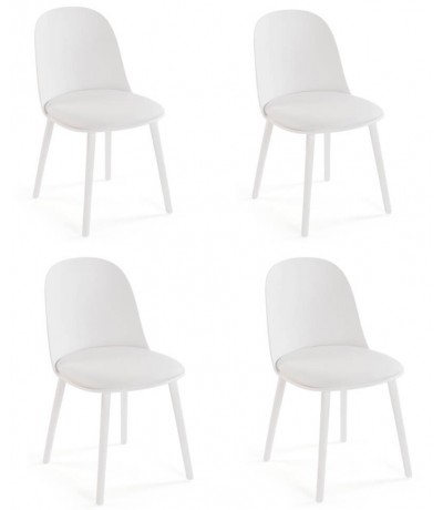 Set 4 sillas comedor polipropileno y polipiel blancas estilo moderno Mdmhogar