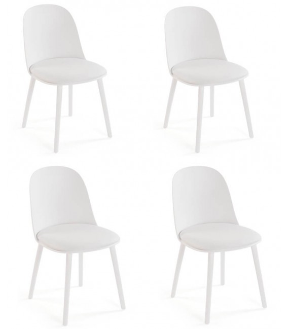 Set 4 sillas comedor polipropileno y polipiel blancas estilo moderno Mdmhogar