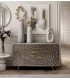 Aparador pequeño madera de mango tallada gris y dorado estilo art deco Mdmhogar