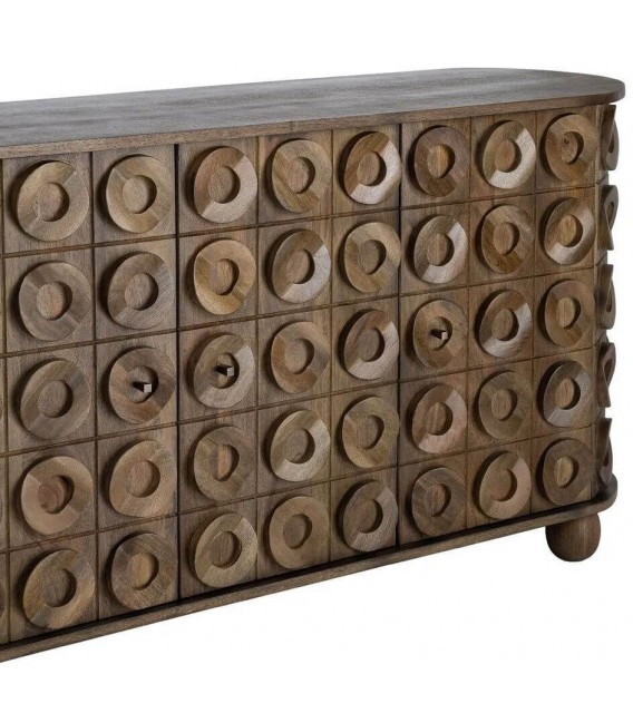Aparador grande de mango natural tallado artesanal para salon 2