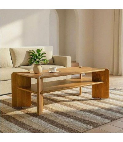 Mesa de centro madera de mango natural estilo boho artesanal mdmhogar