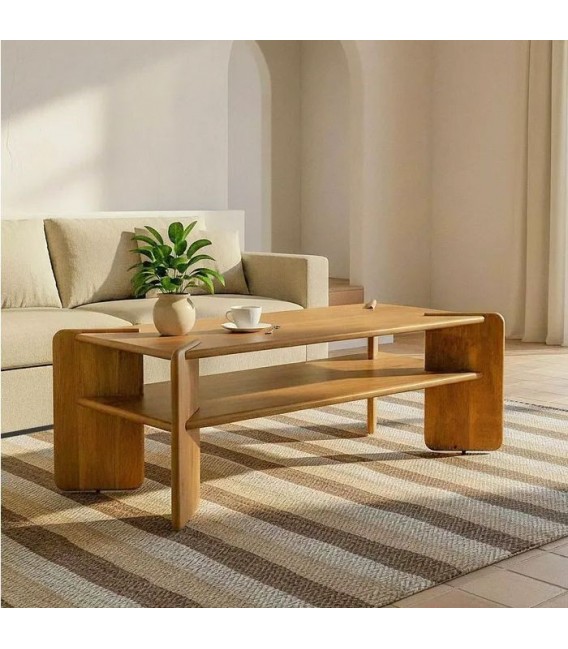 Mesa de centro madera de mango natural estilo boho artesanal mdmhogar