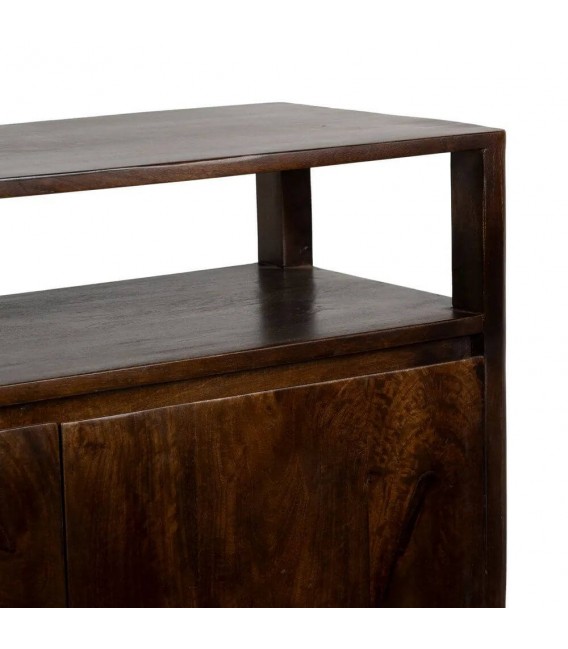 Armario madera mango nogal natural dos puertas con baldas interior 5