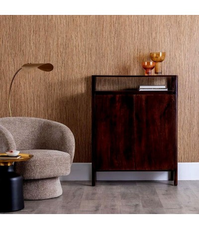 Armario madera mango nogal natural dos puertas con baldas interior mdmhogar