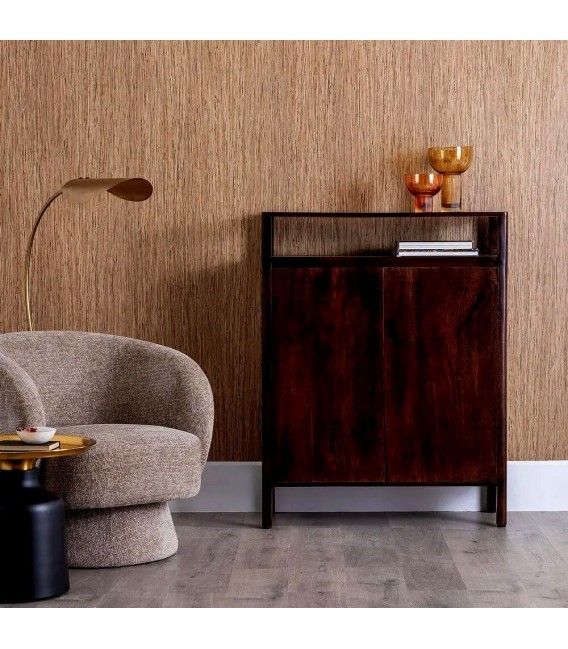 Armario madera mango nogal natural dos puertas con baldas interior mdmhogar