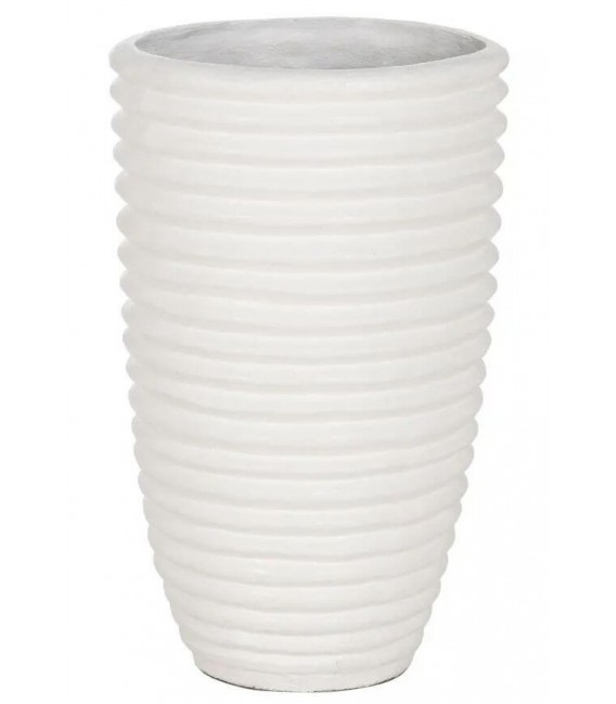 Jarrón grande contemporáneo blanco de fibra de cemento 1