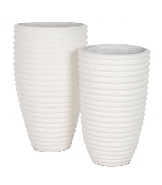 Jarrón grande contemporáneo blanco de fibra de cemento