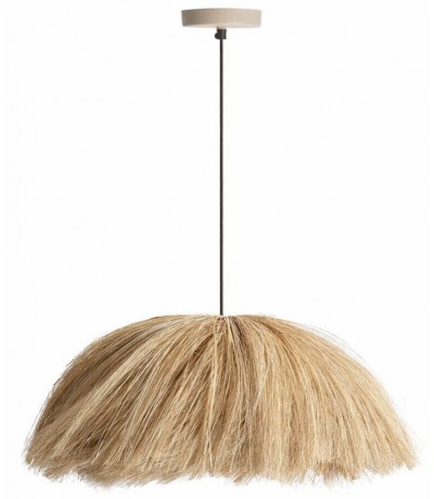 Lámpara techo boho de hierba marina natural regulable en altura