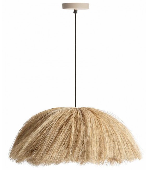 Lámpara techo boho de hierba marina natural regulable en altura