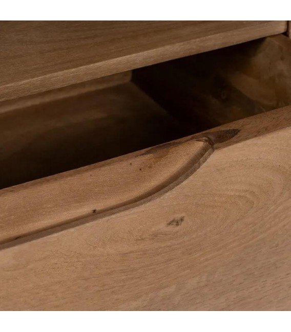 Mueble TV de mango marrón natural con puertas, cajón y balda 7