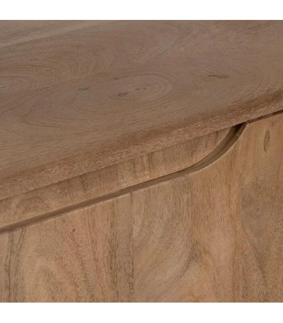 Mueble TV de mango marrón natural con puertas, cajón y balda 8