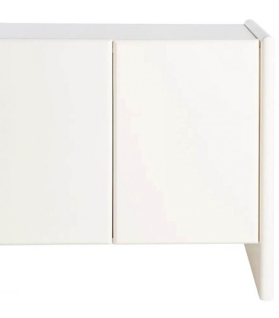 Aparador blanco con mármol natural, 4 puertas y baldas interiores 6
