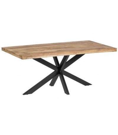 Mesa comedor mango natural con patas hierro negro industrial