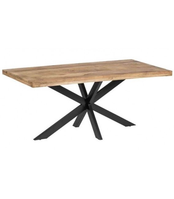 Mesa comedor mango natural con patas hierro negro industrial