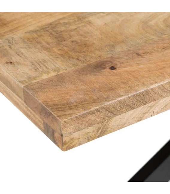Mesa comedor mango natural con patas hierro negro industrial 2