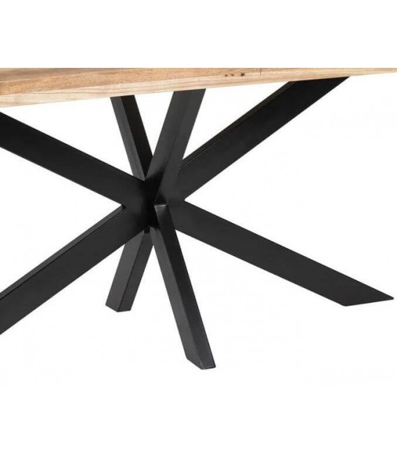 Mesa comedor mango natural con patas hierro negro industrial 4