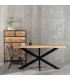 Mesa comedor mango natural con patas hierro negro industrial mdmhogar