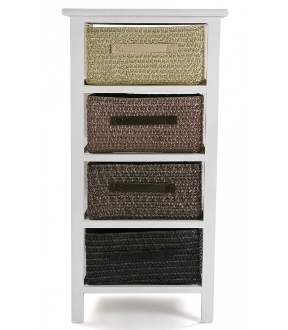 Cajonera baño blanca con cuatro gavetas degradado marrón 1