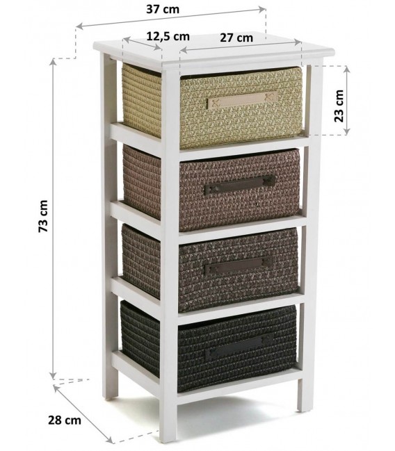 Cajonera baño blanca con cuatro gavetas degradado marrón 4