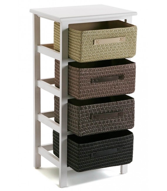 Cajonera baño blanca con cuatro gavetas degradado marrón 2