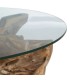 Mesa centro teca natural con cristal ovalado estilo colonial 1