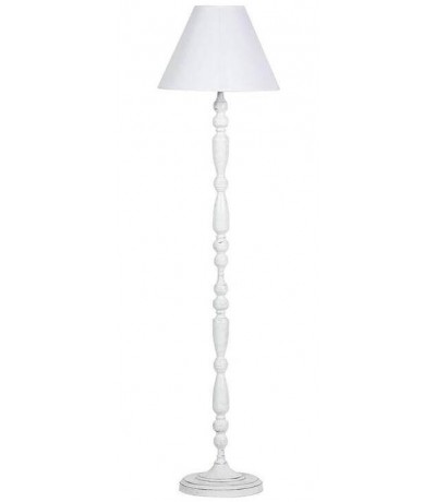 Lámpara de pie romántica metal torneado blanco roto pantalla lino