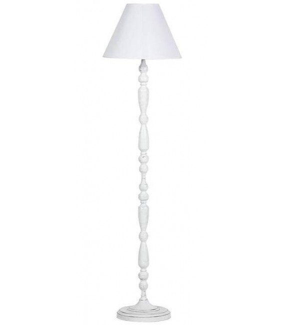 Lámpara de pie romántica metal torneado blanco roto pantalla lino