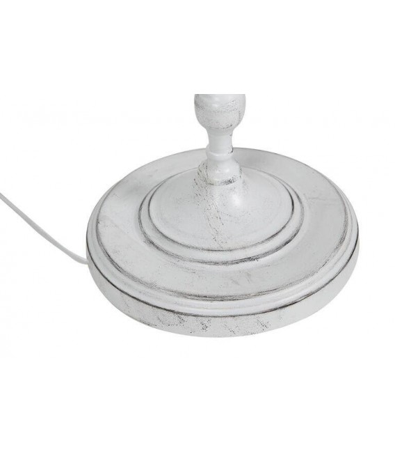 Lámpara de pie romántica metal torneado blanco roto pantalla lino 3