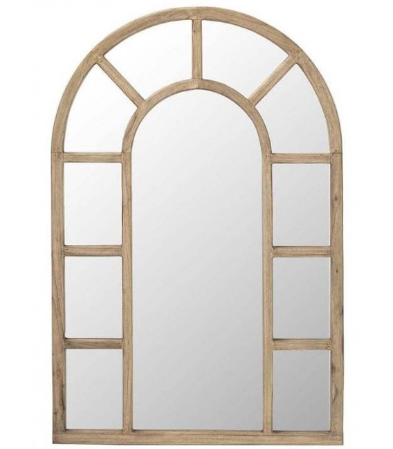 Espejo pared efecto ventana madera mindi natural estilo boho 5