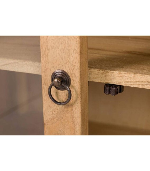 Aparador madera mindi natural con puertas cristal colonial 3